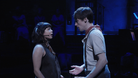 Orpheus and Eurydice of "Hadestown" dance together